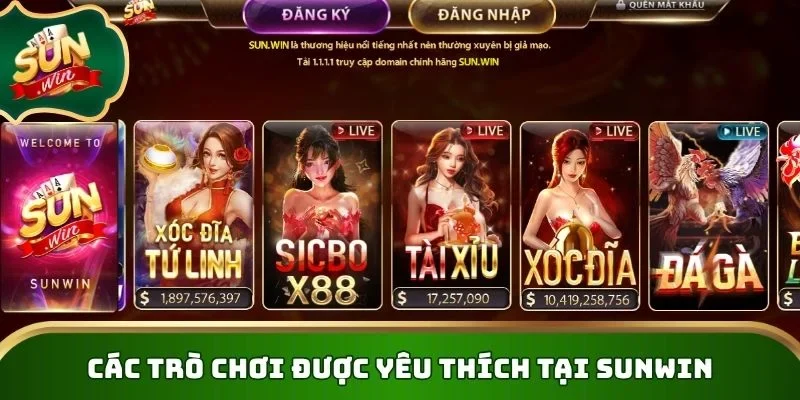 Các trò chơi hấp dẫn được yêu thích tại SUNWIN